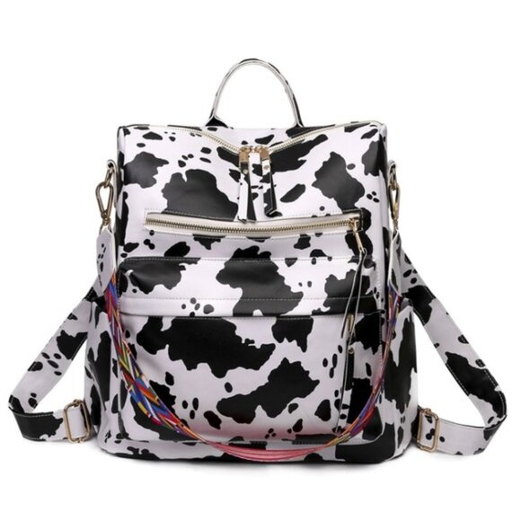 Cow Print Trendy Small Shoulder Bag Backpack